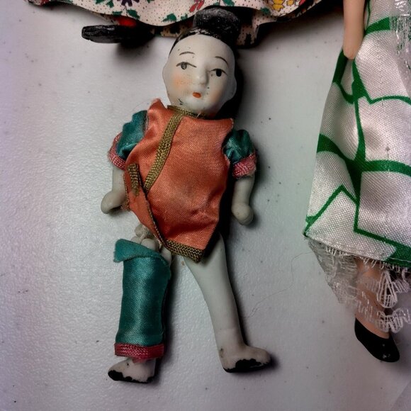 Vintage Dolls Mixed Doll Lot 5 Porcelain Flocked Gondlier Handmade Collectible - Picture 12 of 16